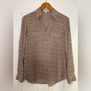 Express Slim Fit Portofino Shirt with geometric pattern (size: M)